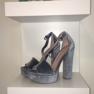 Chinese Laundry Velvet Steel Blue Heels